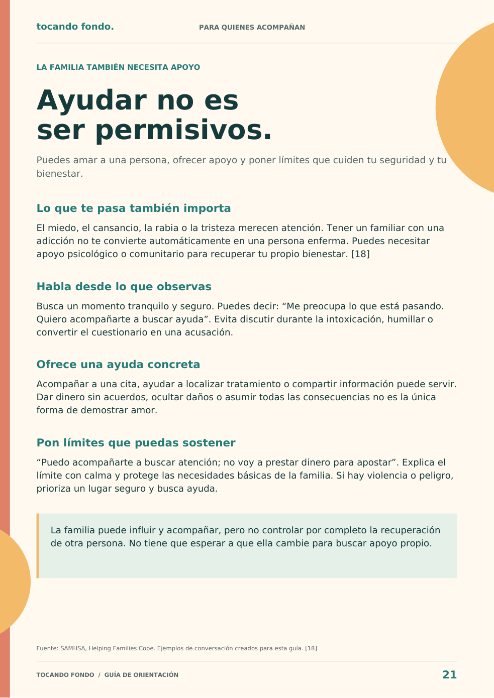 Ampliar página 21: ayudar no es ser permisivos, para familiares